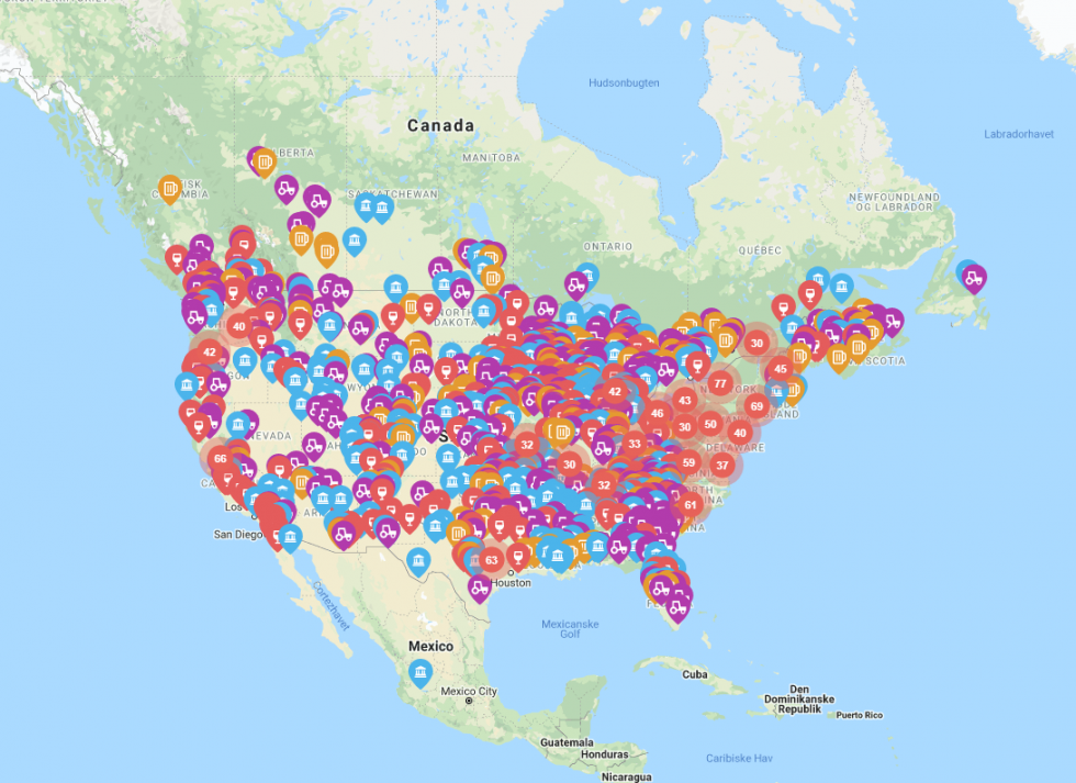 map of harvest host locations