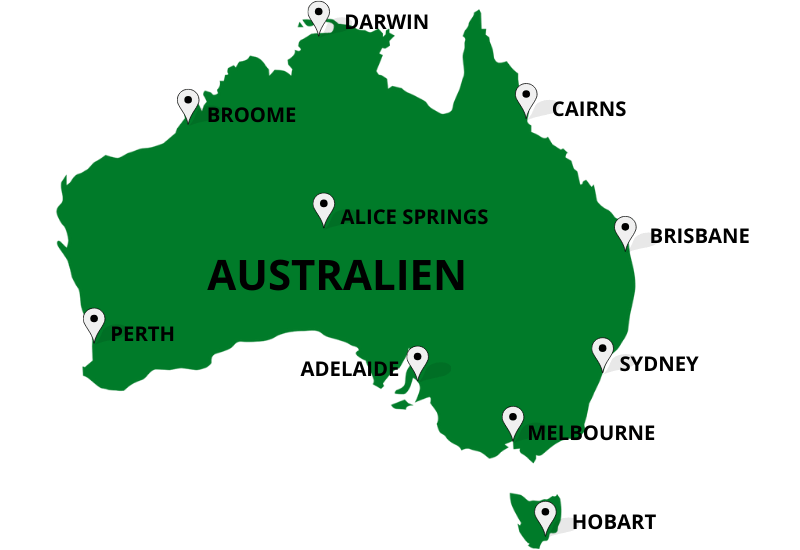 Australien autocamper stationer på kort