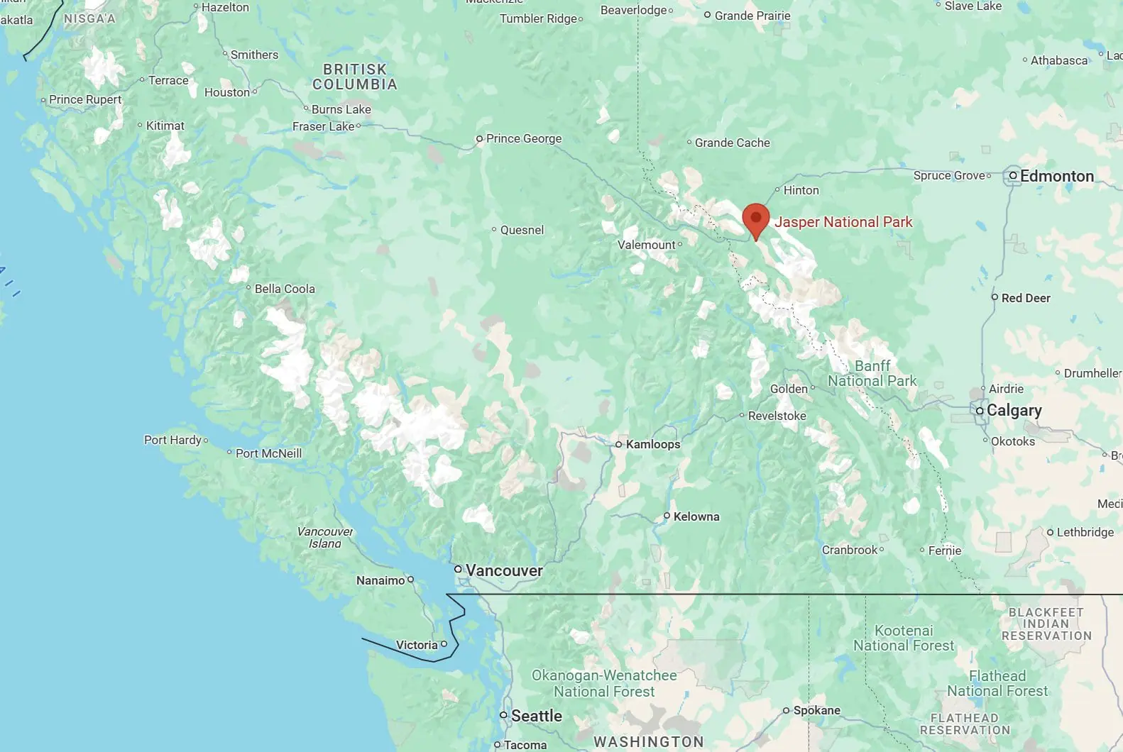 Her ligger Jasper National Park