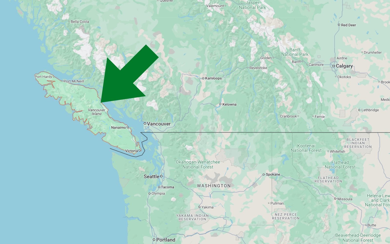 Her ligger Vancouver Island