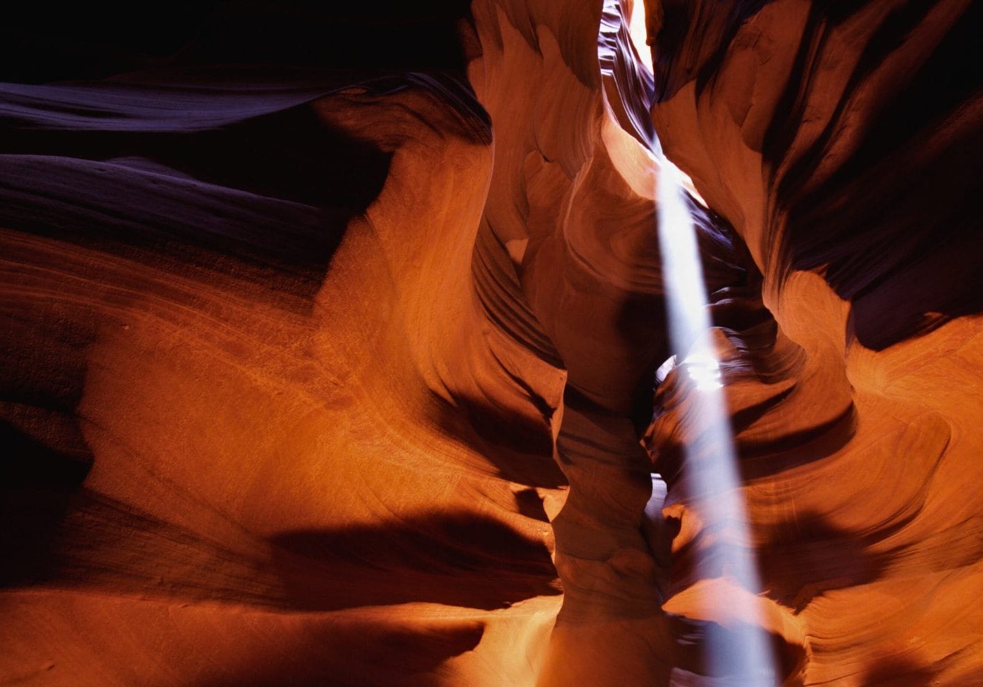 Lyskegle i Antelope Canyon